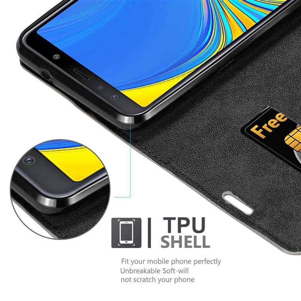 Cadorabo Hülle für Samsung Galaxy A7 2018 Schutz Hülle in Braun Handyhülle Etui Case Cover Magnetverschluss
