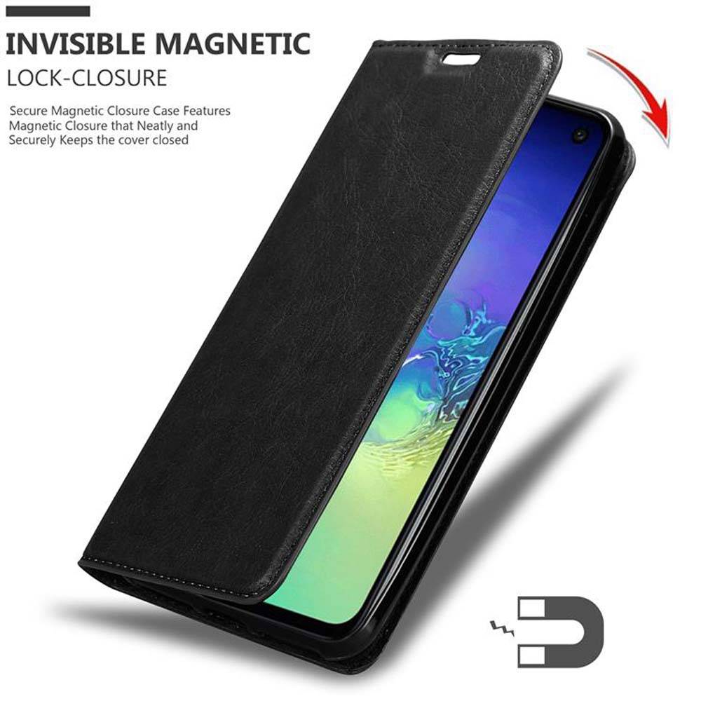 Cadorabo Hülle für Samsung Galaxy S10e Schutz Hülle in Schwarz Handyhülle Etui Case Cover Magnetverschluss