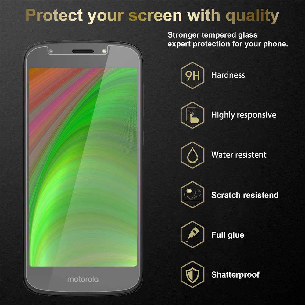 Cadorabo Panzer Folie für Motorola MOTO E5 Schutzfolie in Transparent Gehärtetes Tempered Display-Schutzglas