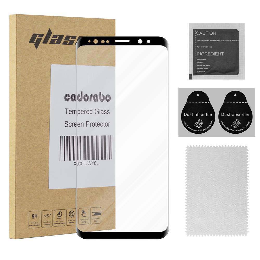 Cadorabo Panzerfolie für Samsung Galaxy S9 PLUS Schutzfolie in Schwarz Folie Full Glue Tempered Display-Schutzglas