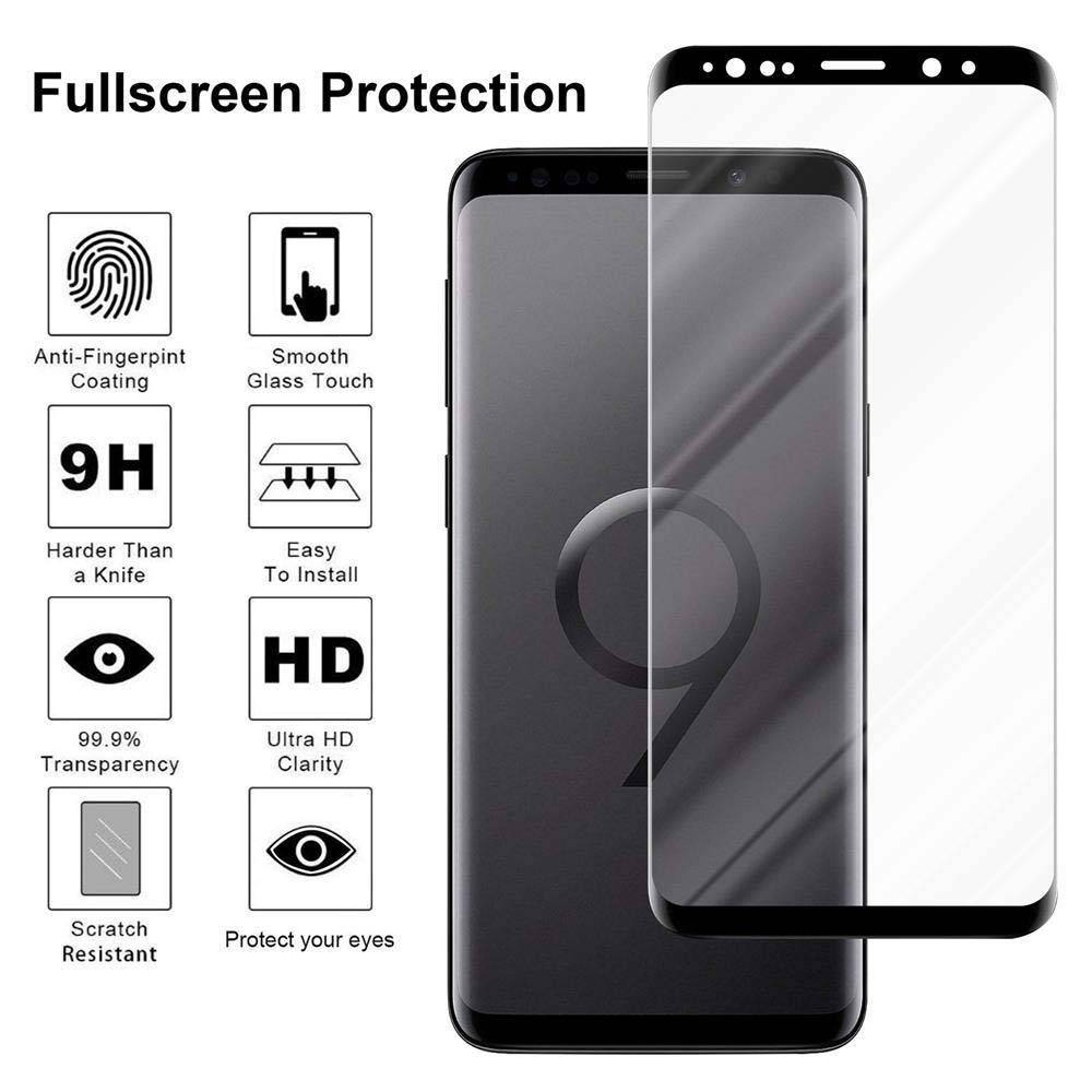 Cadorabo Panzerfolie für Samsung Galaxy S9 PLUS Schutzfolie in Schwarz Folie Full Glue Tempered Display-Schutzglas