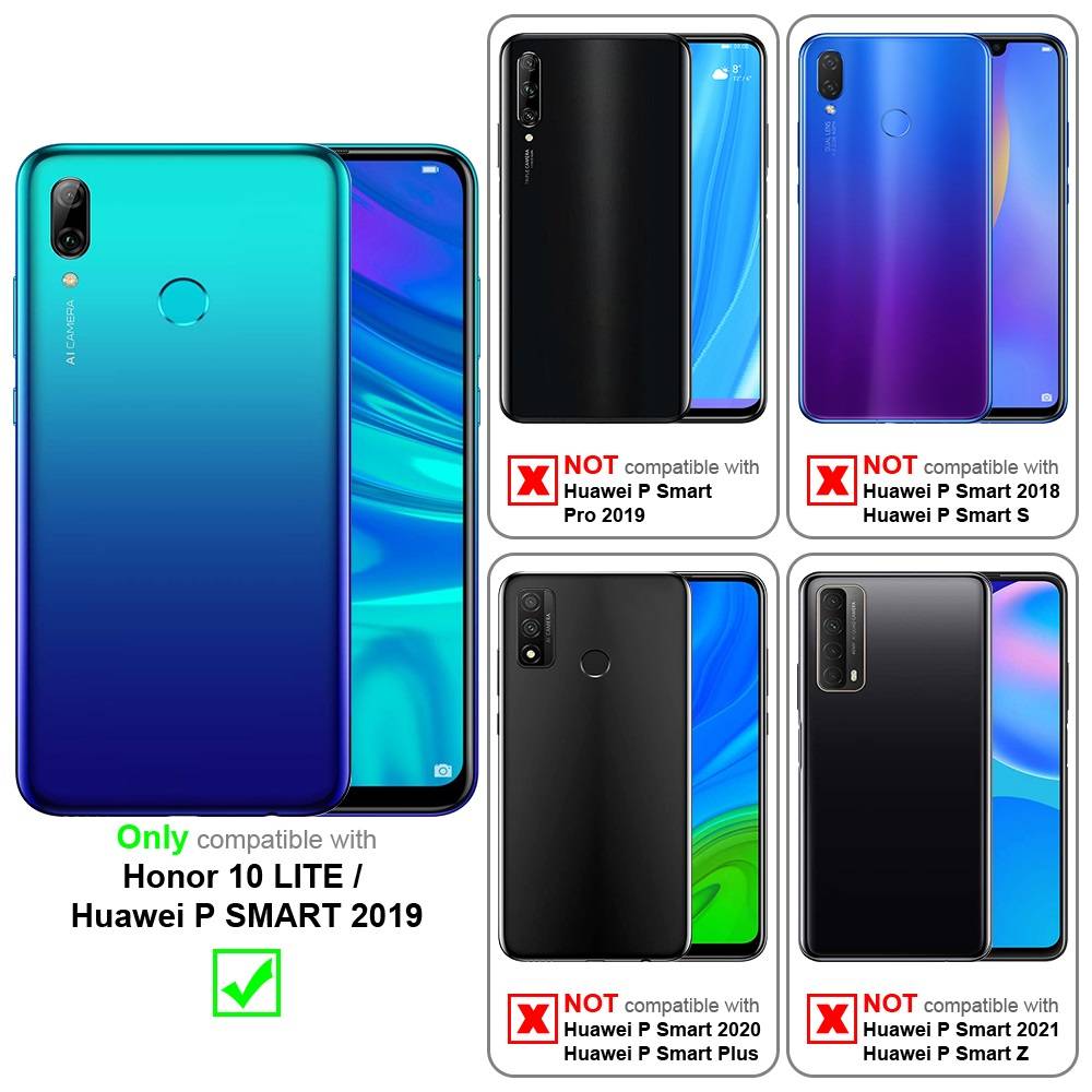 Cadorabo Panzerfolie für Huawei P SMART 2019 Schutzfolie in Schwarz Vollbild Folie Tempered Display Schutzglas
