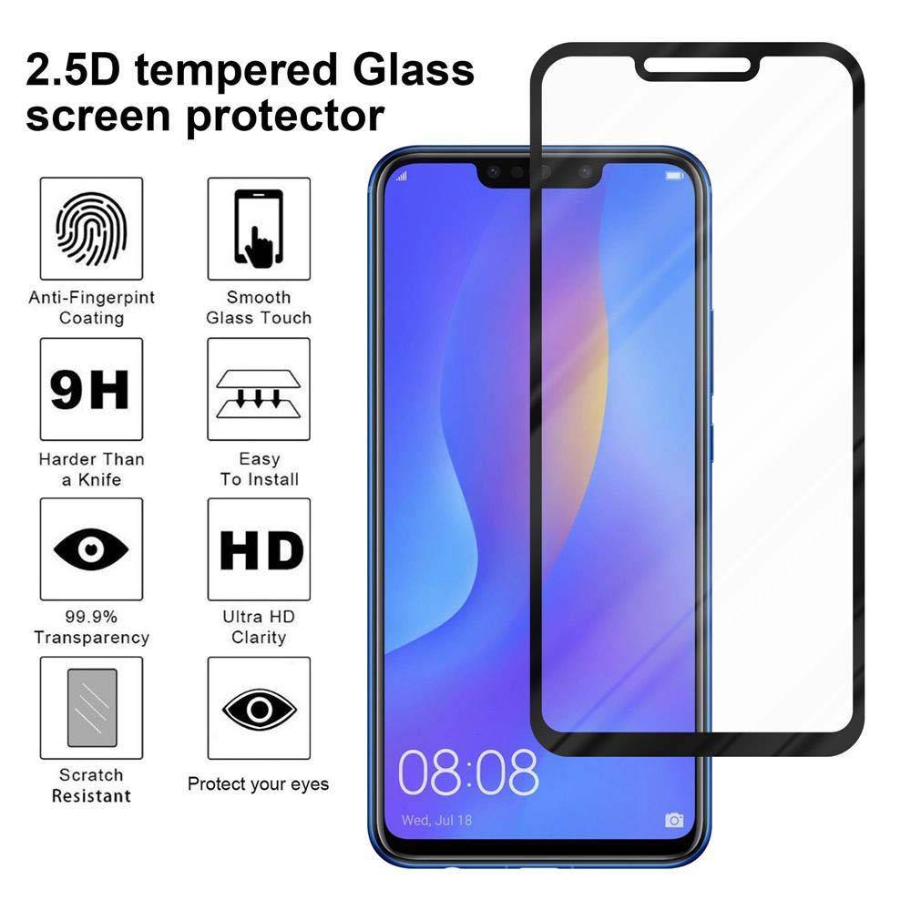 Cadorabo Panzerfolie für Huawei P SMART PLUS Schutzfolie in Schwarz Vollbild Folie Tempered Display Schutzglas