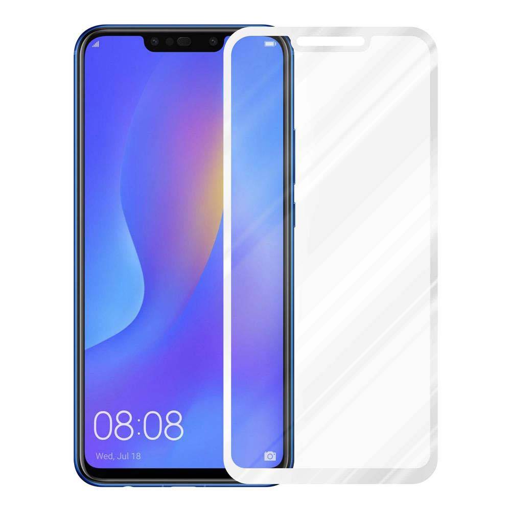 Cadorabo Panzerfolie für Huawei P SMART PLUS Schutzfolie in Weiß Vollbild Folie Tempered Display Schutzglas