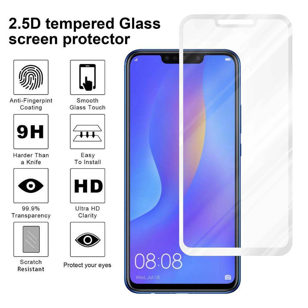 Cadorabo Panzerfolie für Huawei P SMART PLUS Schutzfolie in Weiß Vollbild Folie Tempered Display Schutzglas