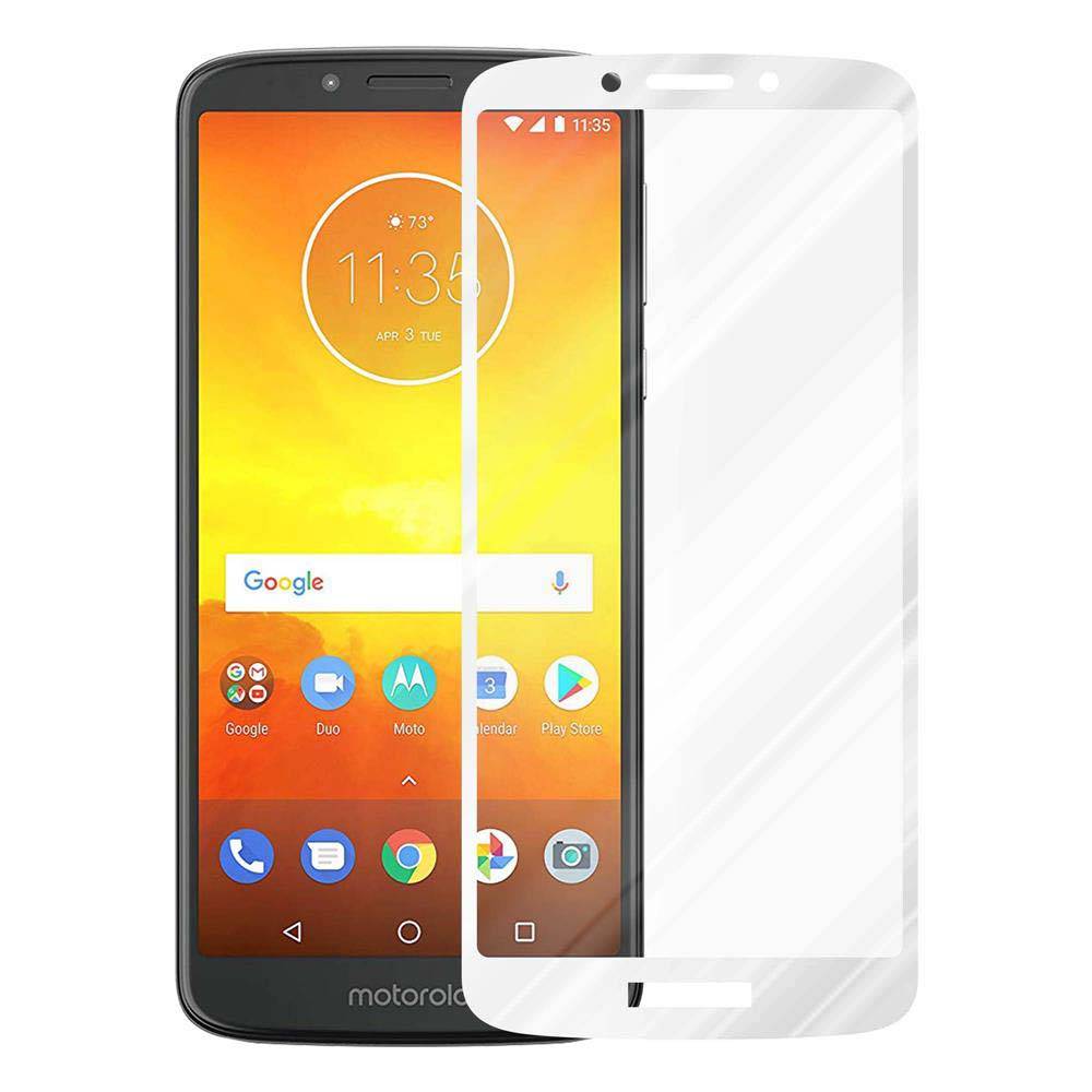 Cadorabo Panzerfolie für Motorola MOTO E5 Schutzfolie in Weiß Vollbild Folie Tempered Display Schutzglas