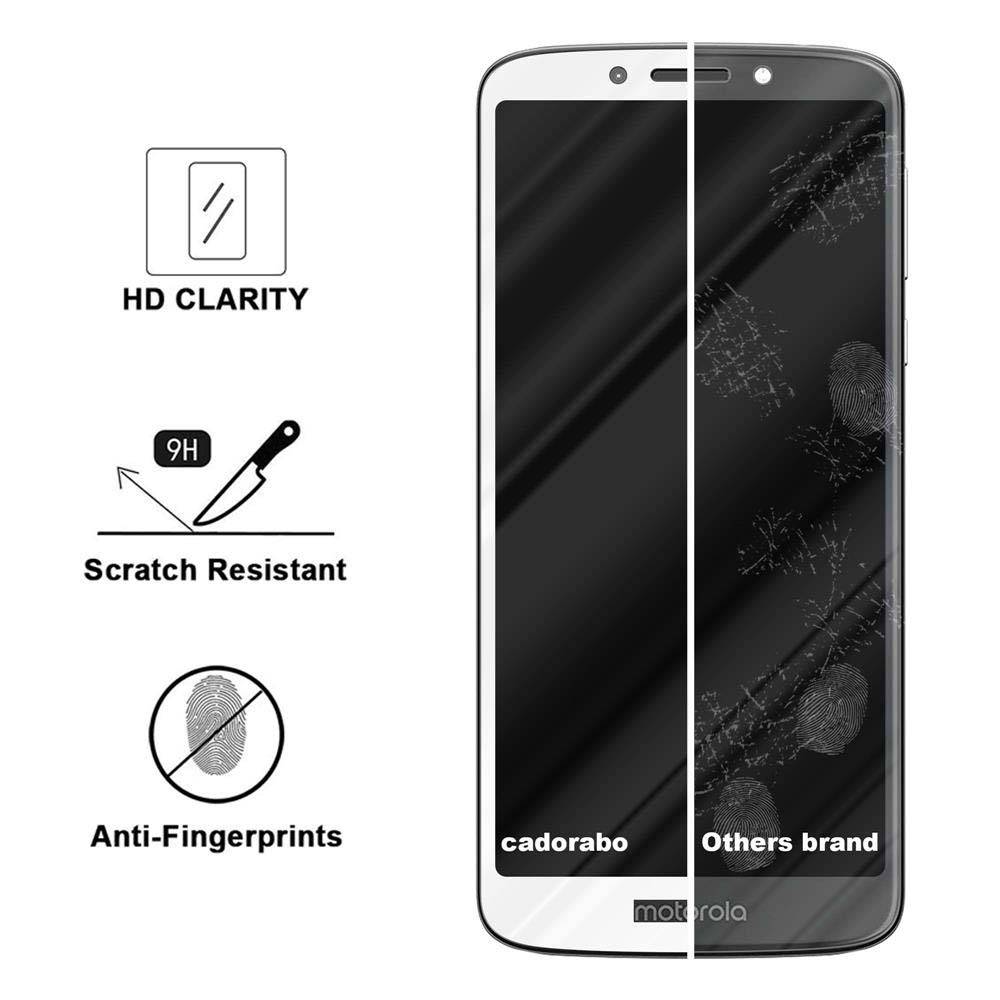 Cadorabo Panzerfolie für Motorola MOTO E5 Schutzfolie in Weiß Vollbild Folie Tempered Display Schutzglas