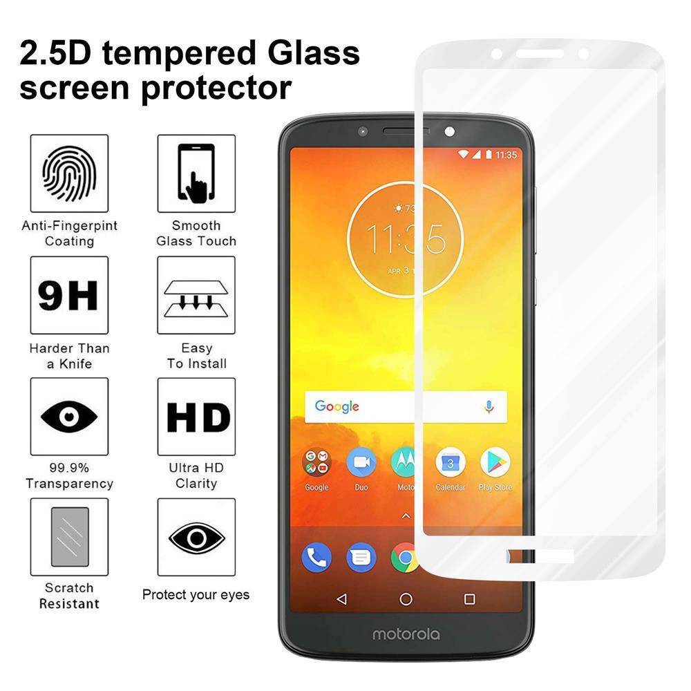 Cadorabo Panzerfolie für Motorola MOTO E5 Schutzfolie in Weiß Vollbild Folie Tempered Display Schutzglas