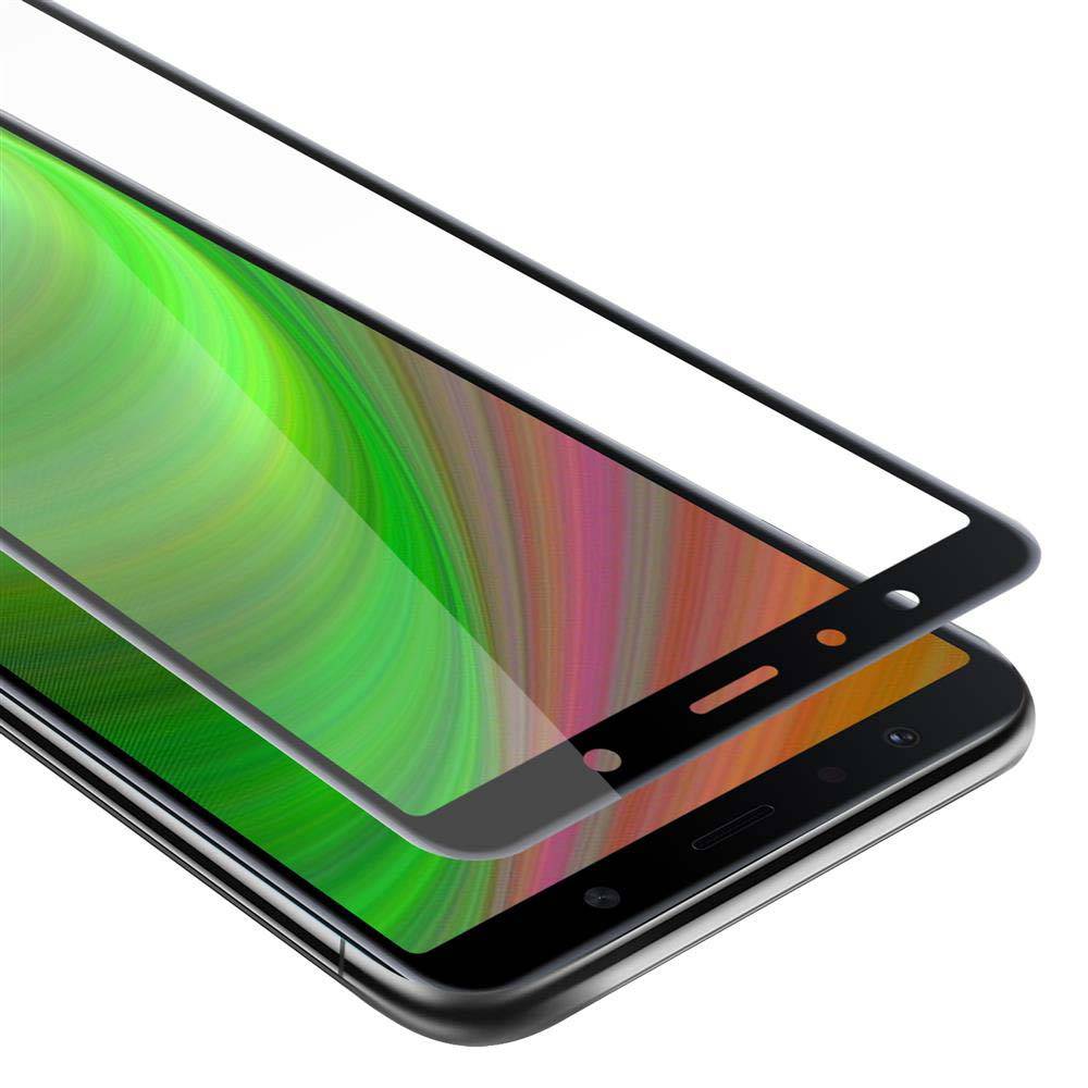 Cadorabo Panzerfolie für Samsung Galaxy A7 2018 Schutzfolie in Schwarz Vollbild Folie Tempered Display Schutzglas