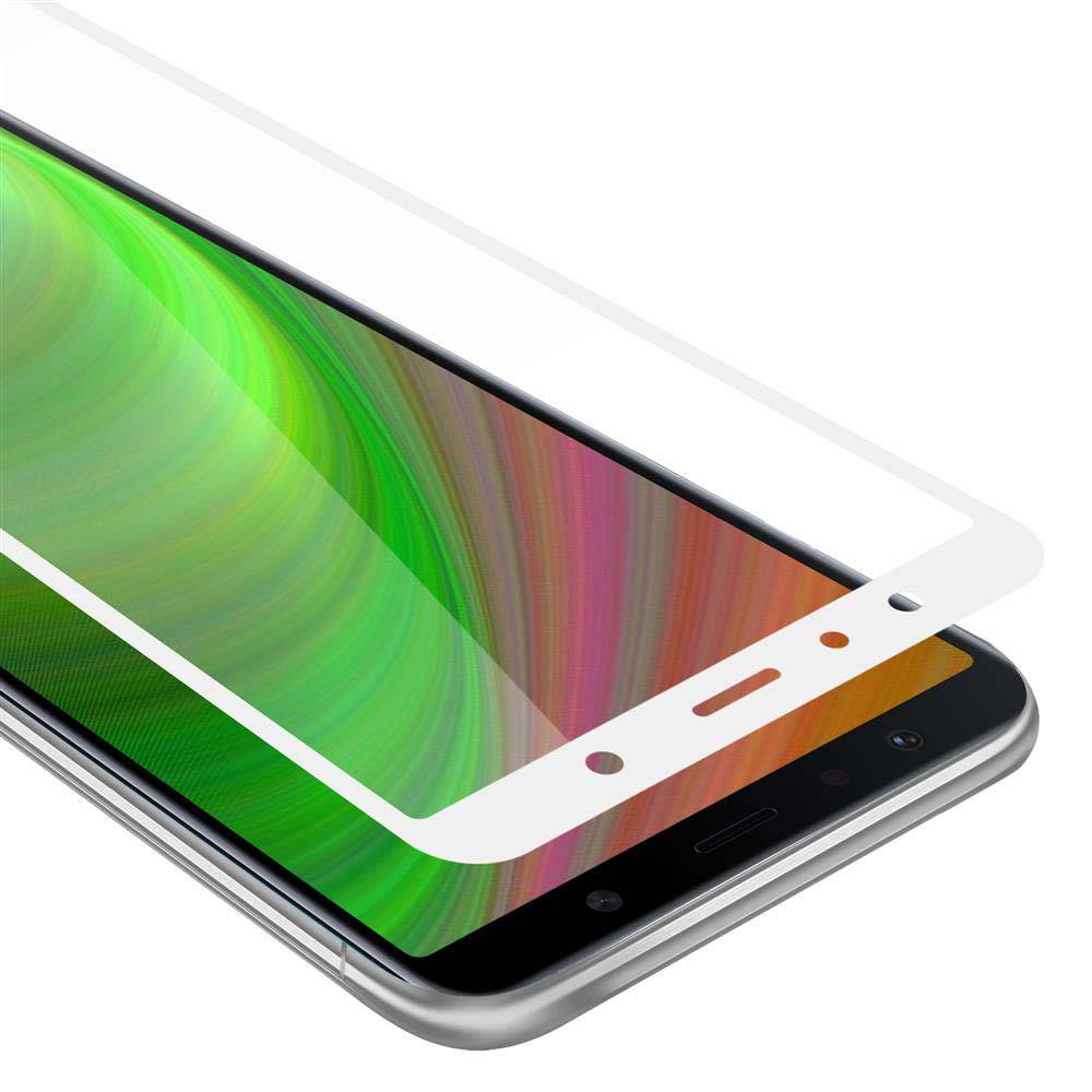 Cadorabo Panzerfolie für Samsung Galaxy A7 2018 Schutzfolie in Weiß Vollbild Folie Tempered Display Schutzglas