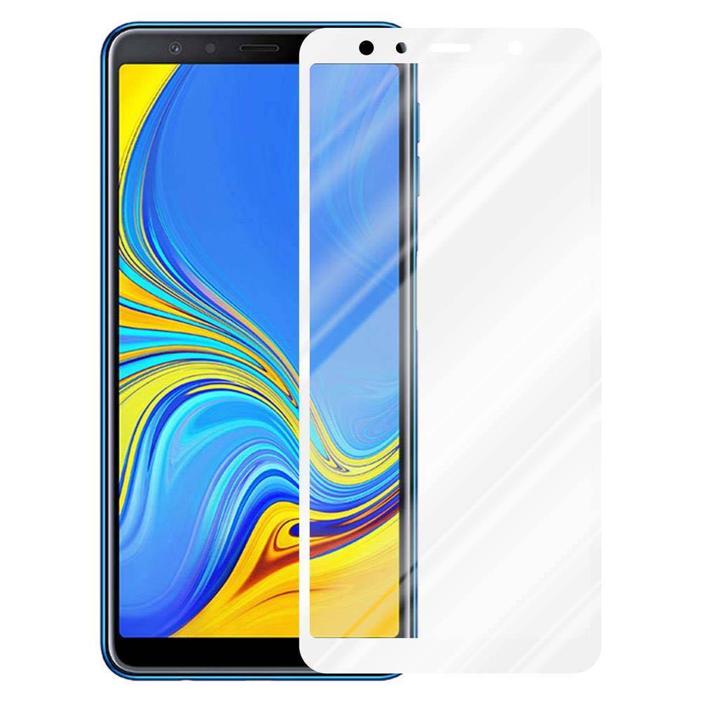 Cadorabo Panzerfolie für Samsung Galaxy A7 2018 Schutzfolie in Weiß Vollbild Folie Tempered Display Schutzglas