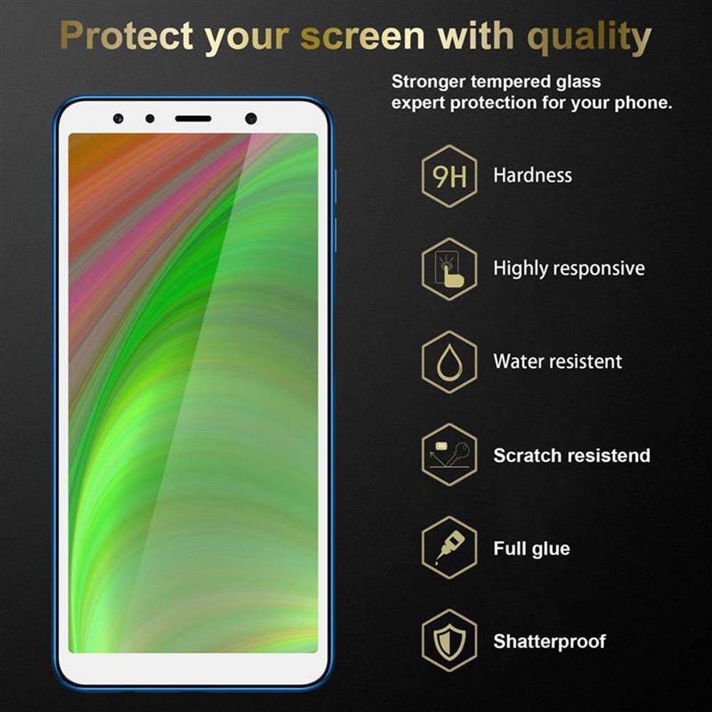 Cadorabo Panzerfolie für Samsung Galaxy A7 2018 Schutzfolie in Weiß Vollbild Folie Tempered Display Schutzglas
