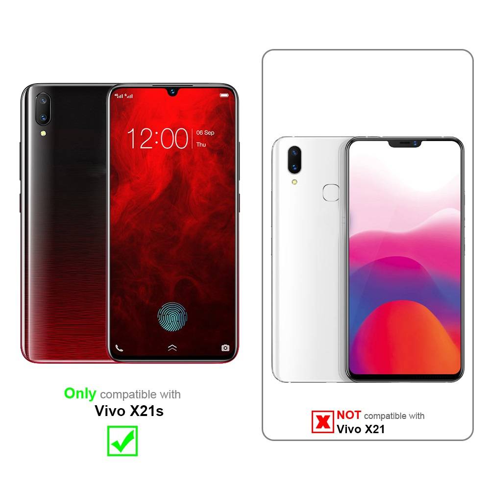 Cadorabo Panzerfolie für Vivo X21S Schutzfolie in Schwarz Vollbild Folie Tempered Display Schutzglas