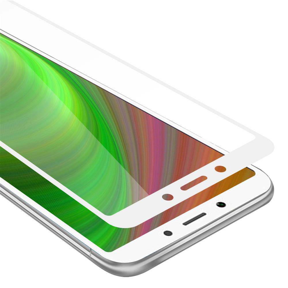 Cadorabo Panzerfolie für Xiaomi RedMi 6A Schutzfolie in Weiß Vollbild Folie Tempered Display Schutzglas