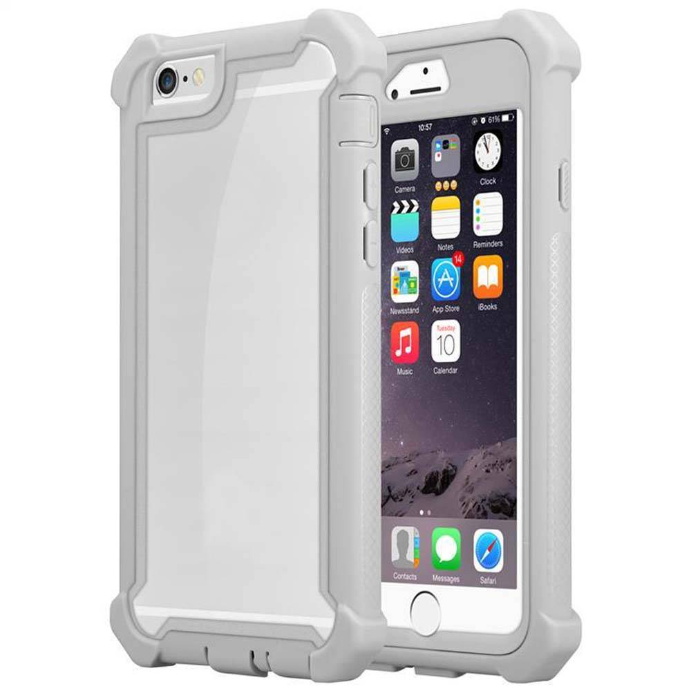 Cadorabo Hülle für Apple iPhone 6 / 6S Schutzhülle in Grau Handy Hülle Etui TPU Silikon-Rand Glas-Rücken Acryl