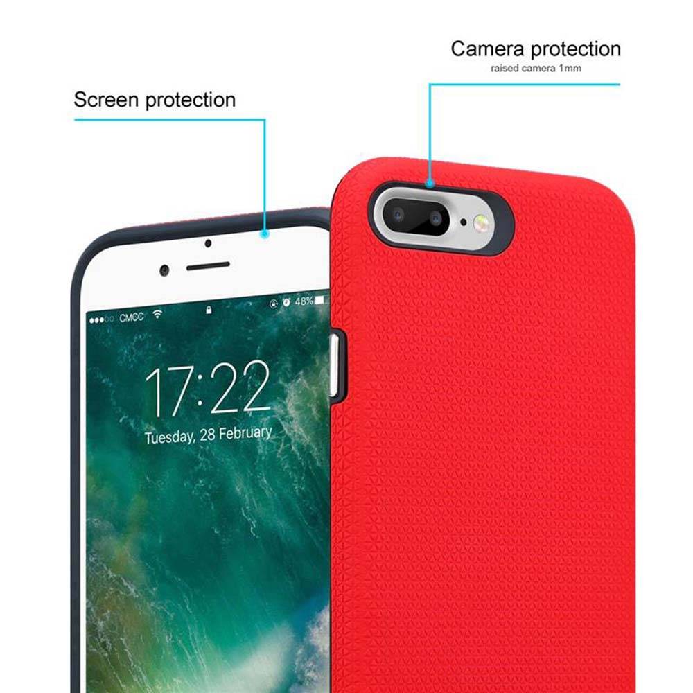 Cadorabo Schutzhülle für Apple iPhone 6 PLUS / 6S PLUS / 7 PLUS / 7S PLUS / 8 PLUS Hülle in Rot Outdoor Etui Hybrid