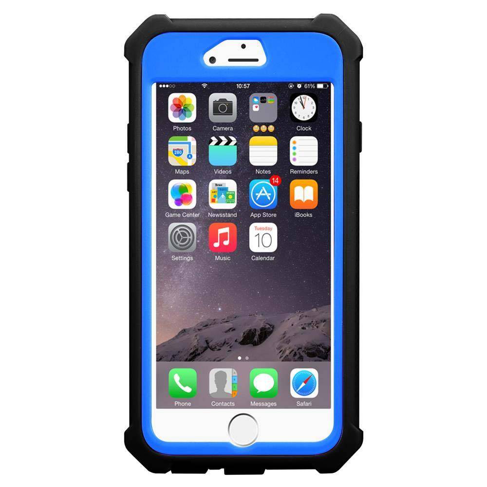 Cadorabo Hülle für Apple iPhone 6 PLUS / 6S PLUS Schutzhülle in Blau Handy Hülle Etui TPU Silikon-Rand Glas-Rücken Acryl