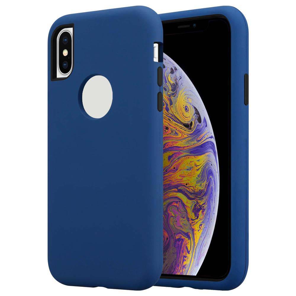 Cadorabo Hülle für Apple iPhone X / XS Schutz Hülle in Blau Hybrid Handyhülle Etui TPU Silikon Cover