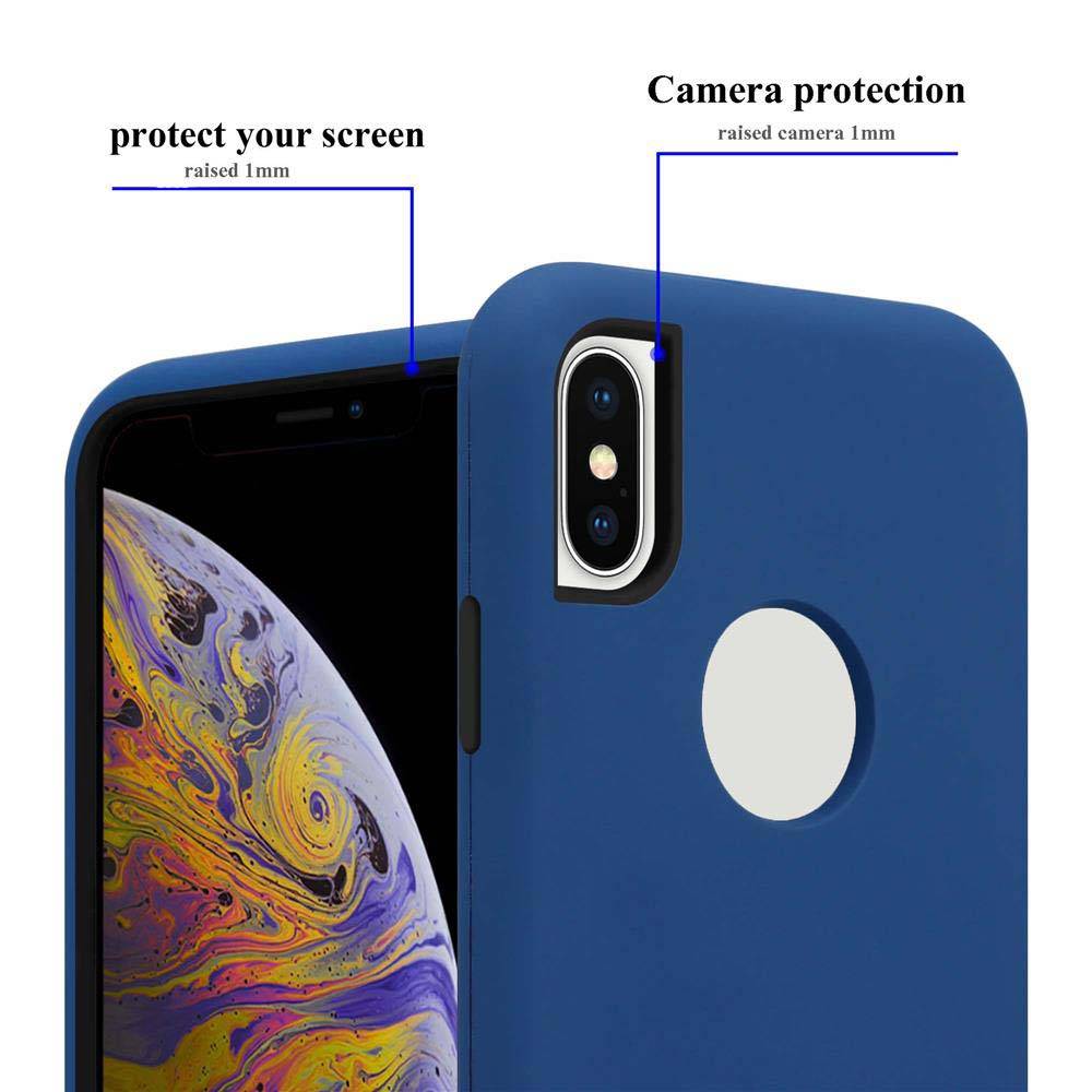 Cadorabo Hülle für Apple iPhone X / XS Schutz Hülle in Blau Hybrid Handyhülle Etui TPU Silikon Cover