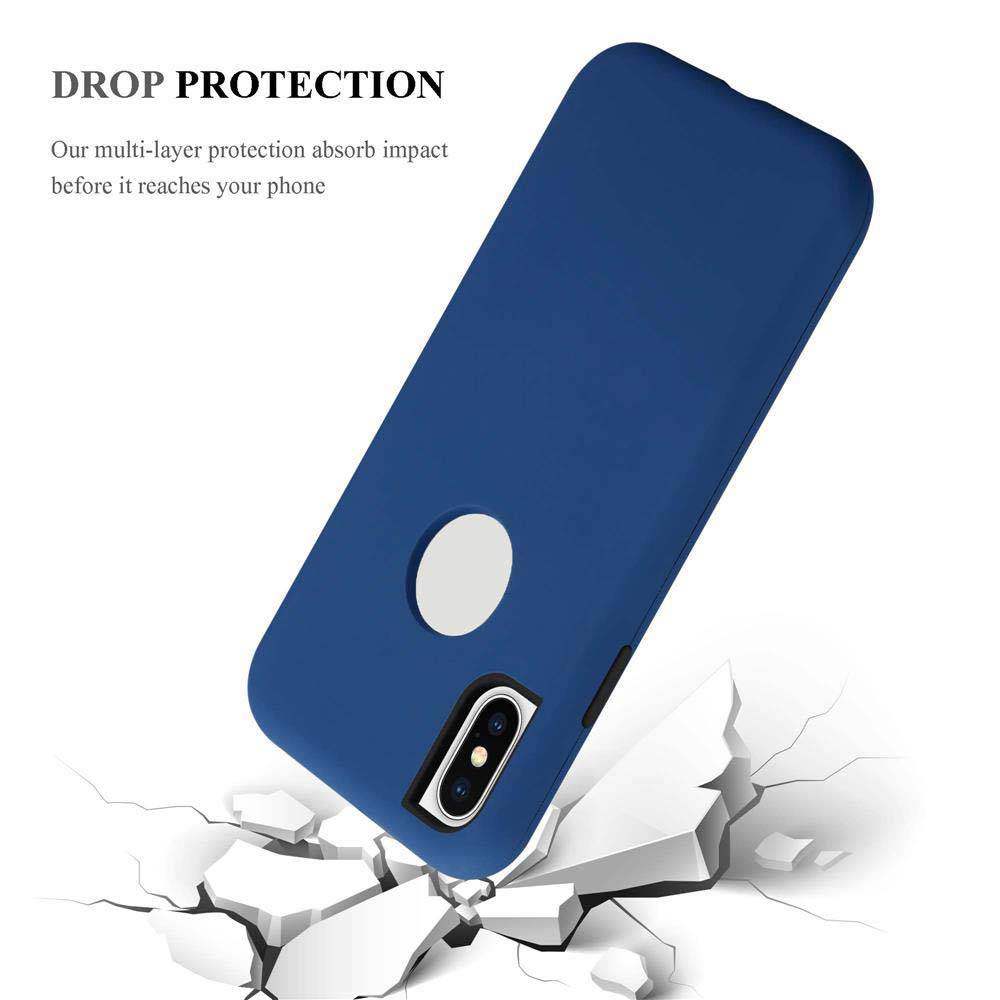 Cadorabo Hülle für Apple iPhone X / XS Schutz Hülle in Blau Hybrid Handyhülle Etui TPU Silikon Cover
