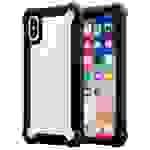 Cadorabo Hülle für Apple iPhone X / XS Schutzhülle in Schwarz Handy Hülle Etui TPU Silikon-Rand Glas-Rücken Acryl