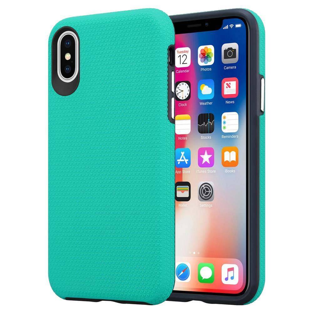 Cadorabo Schutzhülle für Apple iPhone X / XS Hülle in Türkis Outdoor Etui Hybrid Handyhülle extra Grip Anti Rutsch