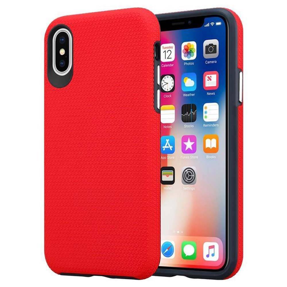 Cadorabo Schutzhülle für Apple iPhone X / XS Hülle in Rot Outdoor Etui Hybrid Handyhülle extra Grip Anti Rutsch