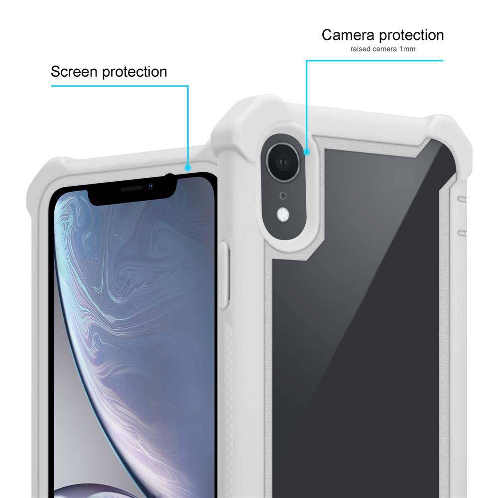 Cadorabo Hülle für Apple iPhone XR Schutzhülle in Grau Handy Hülle Etui TPU Silikon-Rand Glas-Rücken Acryl