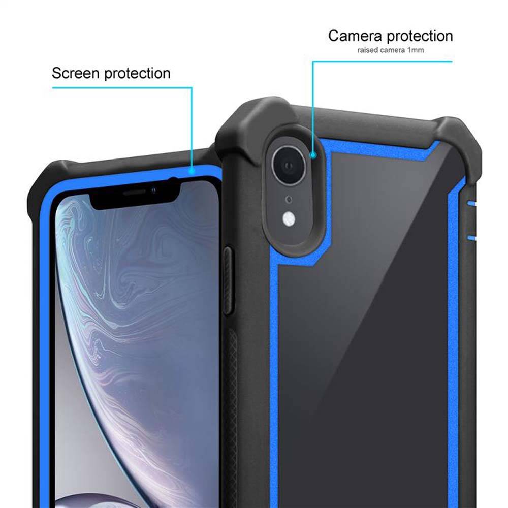 Cadorabo Hülle für Apple iPhone XR Schutzhülle in Blau Handy Hülle Etui TPU Silikon-Rand Glas-Rücken Acryl