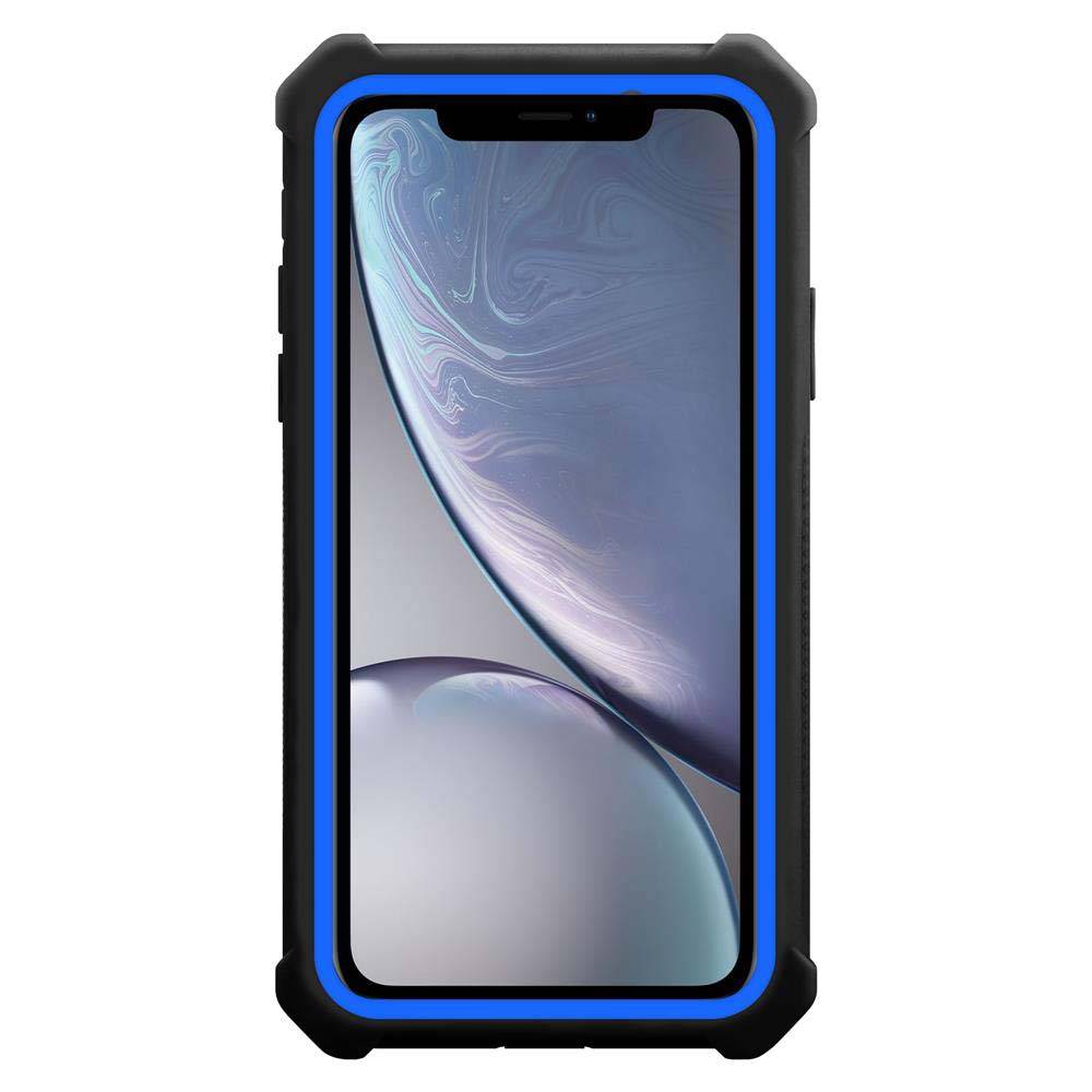 Cadorabo Hülle für Apple iPhone XR Schutzhülle in Blau Handy Hülle Etui TPU Silikon-Rand Glas-Rücken Acryl