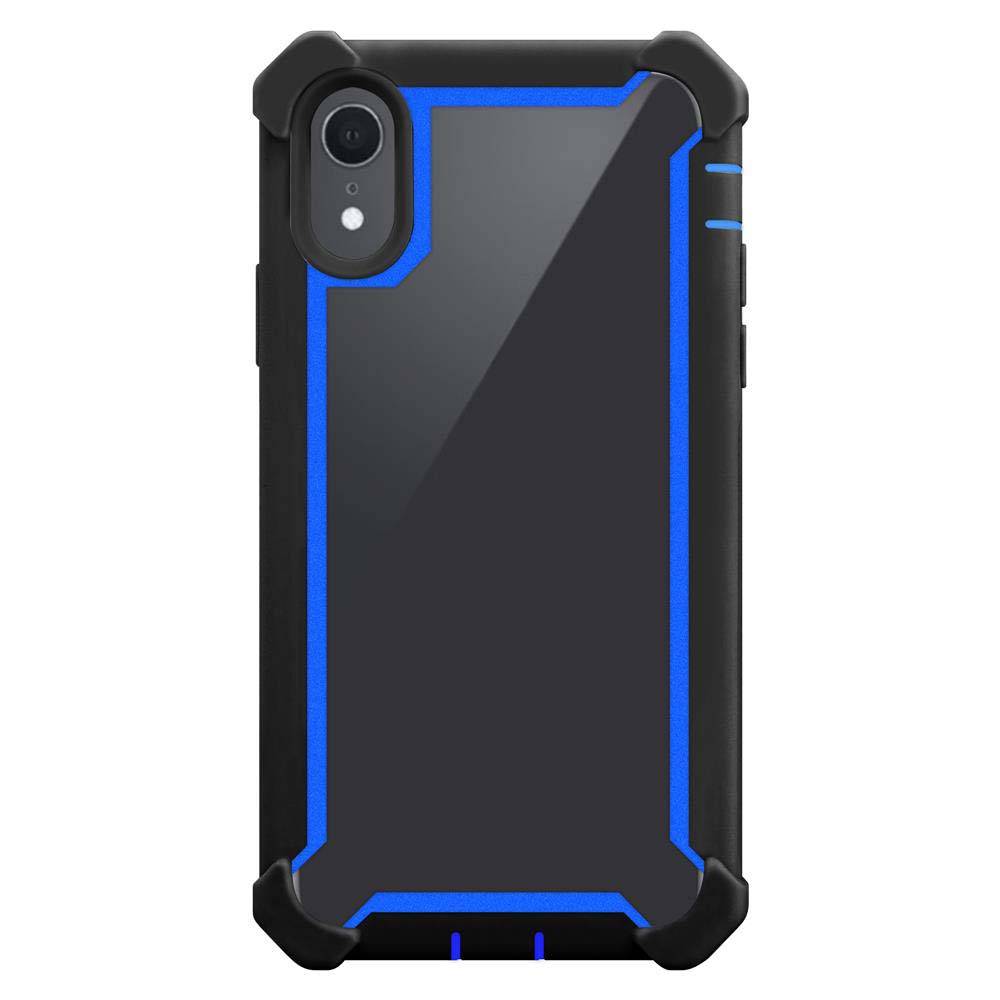 Cadorabo Hülle für Apple iPhone XR Schutzhülle in Blau Handy Hülle Etui TPU Silikon-Rand Glas-Rücken Acryl