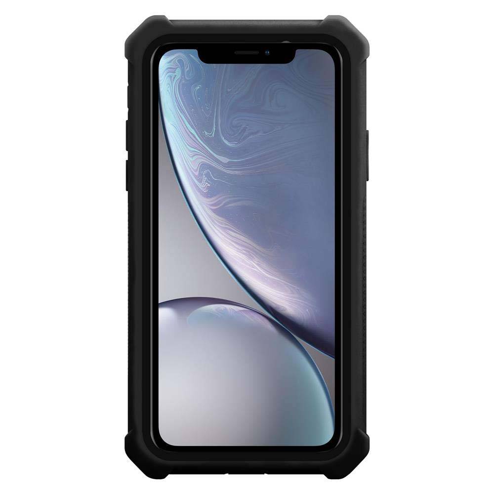 Cadorabo Hülle für Apple iPhone XR Schutzhülle in Schwarz Handy Hülle Etui TPU Silikon-Rand Glas-Rücken Acryl