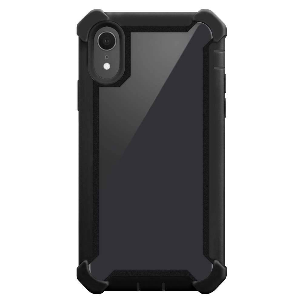 Cadorabo Hülle für Apple iPhone XR Schutzhülle in Schwarz Handy Hülle Etui TPU Silikon-Rand Glas-Rücken Acryl