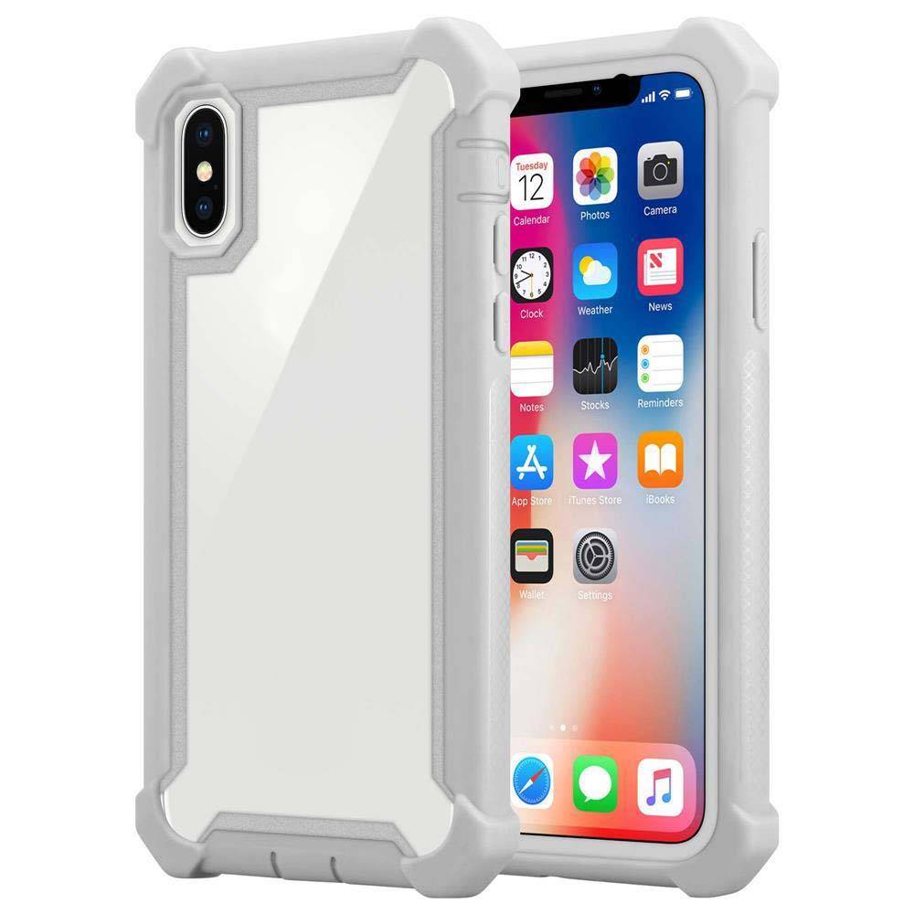 Cadorabo Hülle für Apple iPhone XS MAX Schutzhülle in Grau Handy Hülle Etui TPU Silikon-Rand Glas-Rücken Acryl