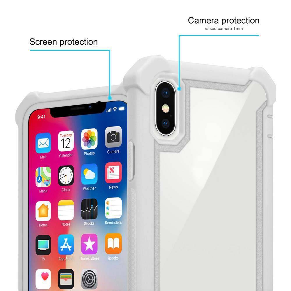 Cadorabo Hülle für Apple iPhone XS MAX Schutzhülle in Grau Handy Hülle Etui TPU Silikon-Rand Glas-Rücken Acryl