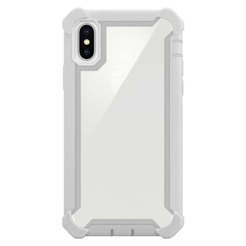 Cadorabo Hülle für Apple iPhone XS MAX Schutzhülle in Grau Handy Hülle Etui TPU Silikon-Rand Glas-Rücken Acryl