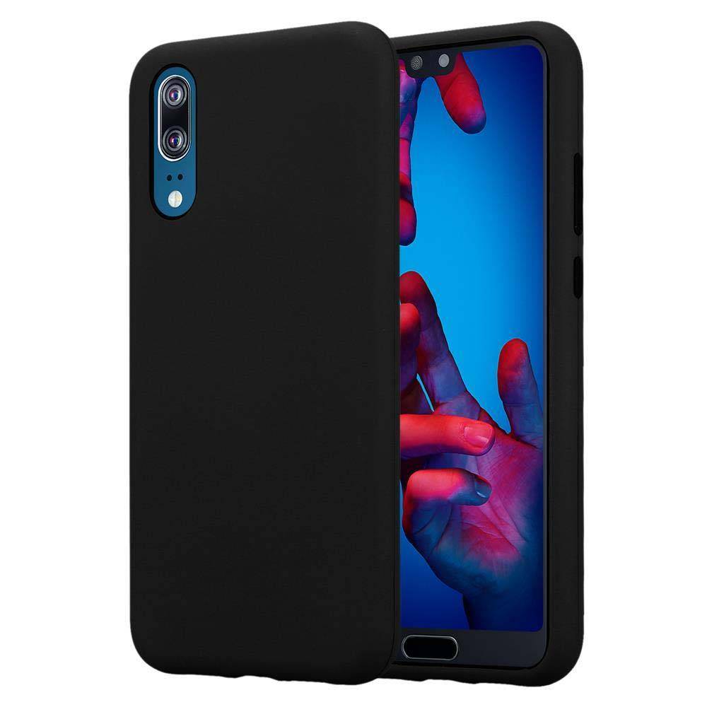 Cadorabo Hülle für Huawei P20 Schutz Hülle in Schwarz Hybrid Handyhülle Etui TPU Silikon Cover