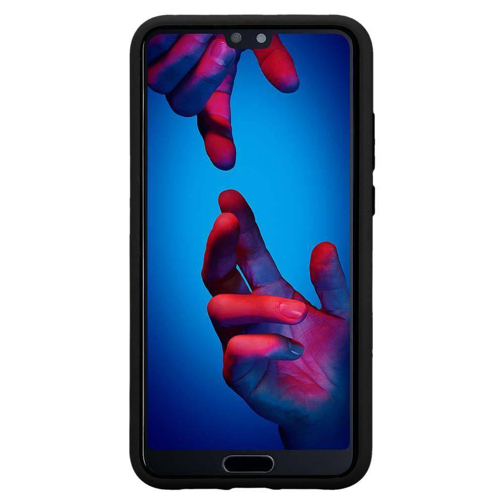 Cadorabo Hülle für Huawei P20 Schutz Hülle in Schwarz Hybrid Handyhülle Etui TPU Silikon Cover