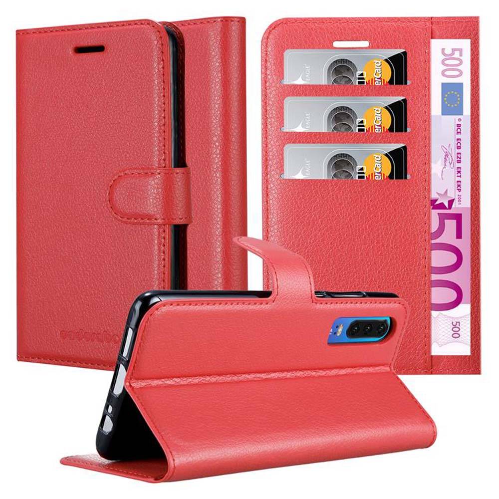 Cadorabo Hülle für Huawei P30 Schutz Hülle in Rot Handyhülle Etui Case Cover Magnetverschluss