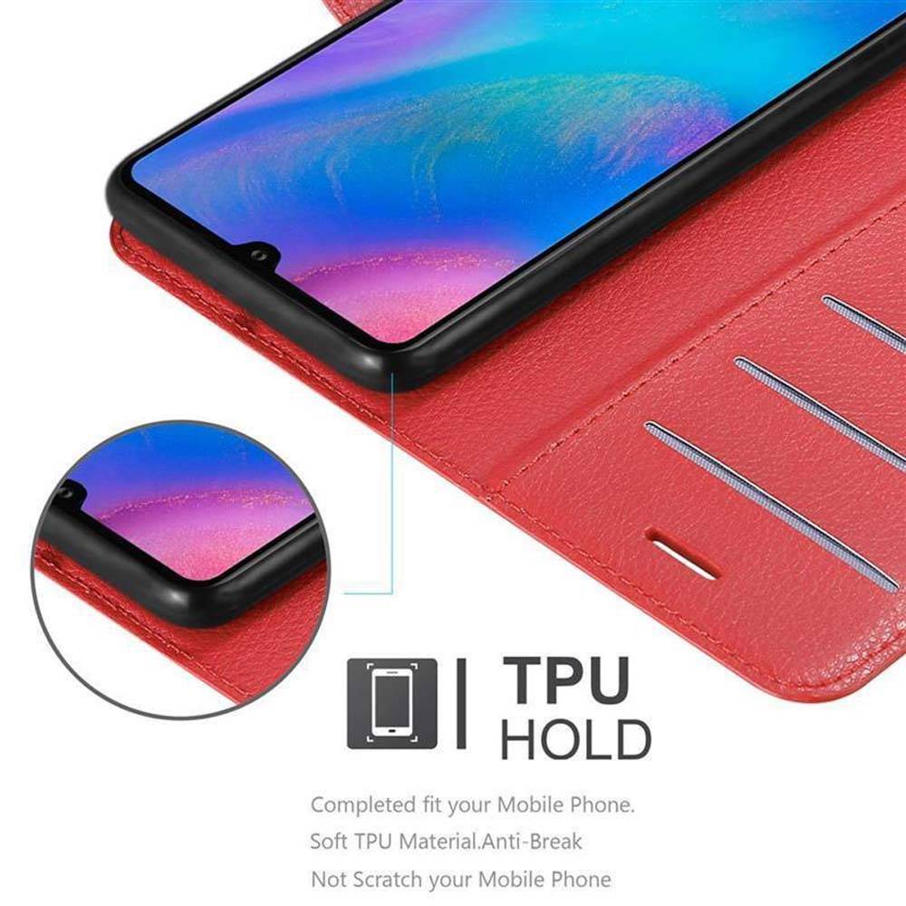 Cadorabo Hülle für Huawei P30 Schutz Hülle in Rot Handyhülle Etui Case Cover Magnetverschluss