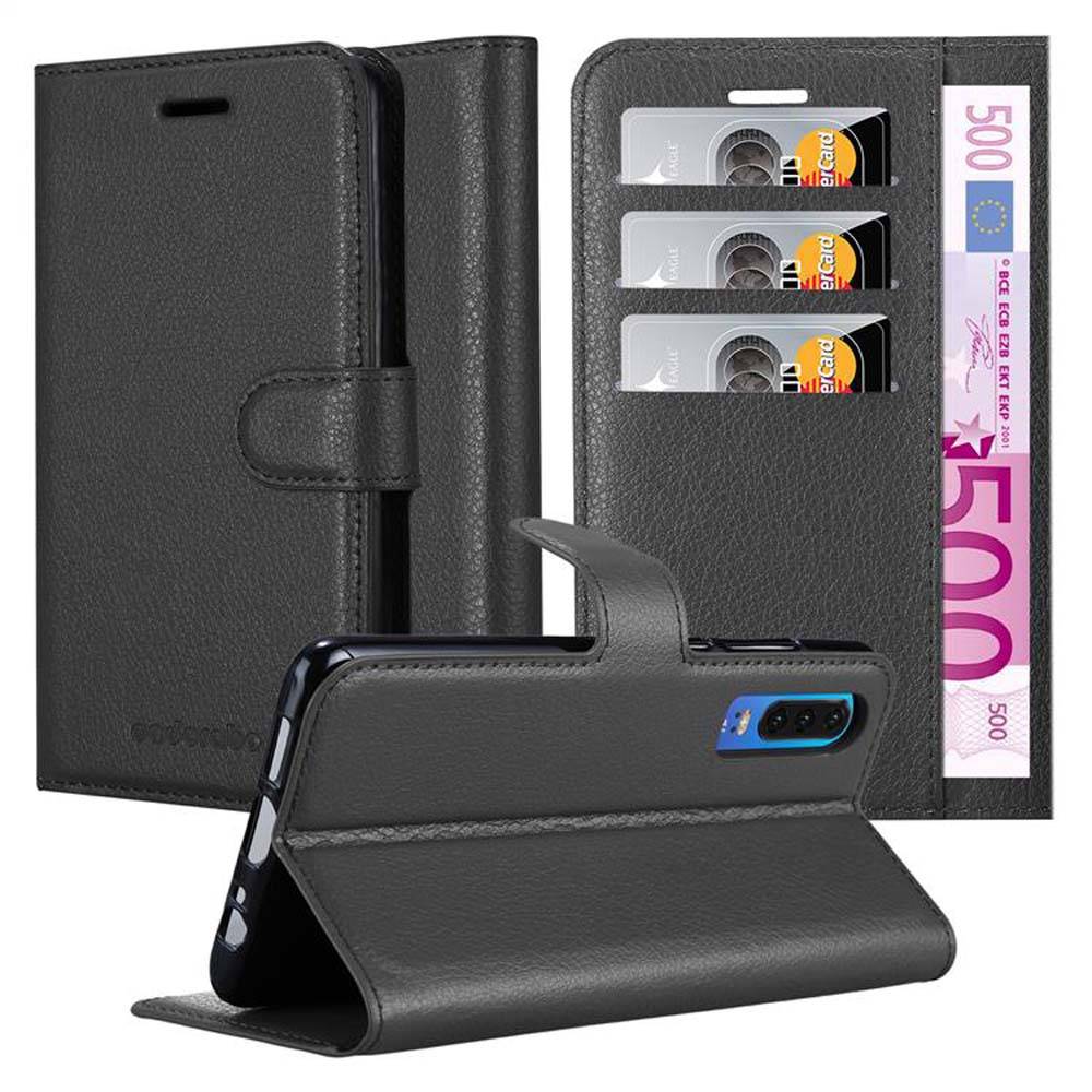 Cadorabo Hülle für Huawei P30 Schutz Hülle in Schwarz Handyhülle Etui Case Cover Magnetverschluss