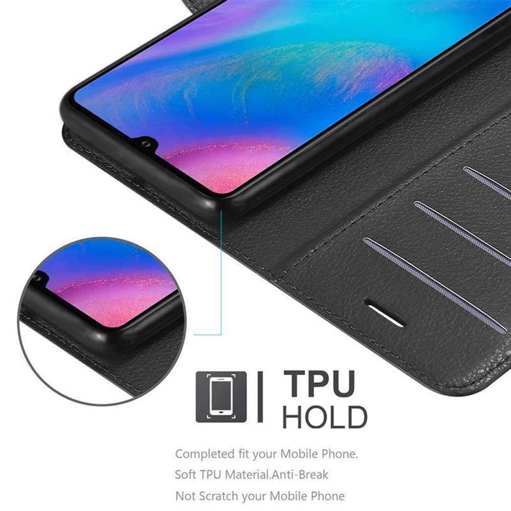 Cadorabo Hülle für Huawei P30 Schutz Hülle in Schwarz Handyhülle Etui Case Cover Magnetverschluss