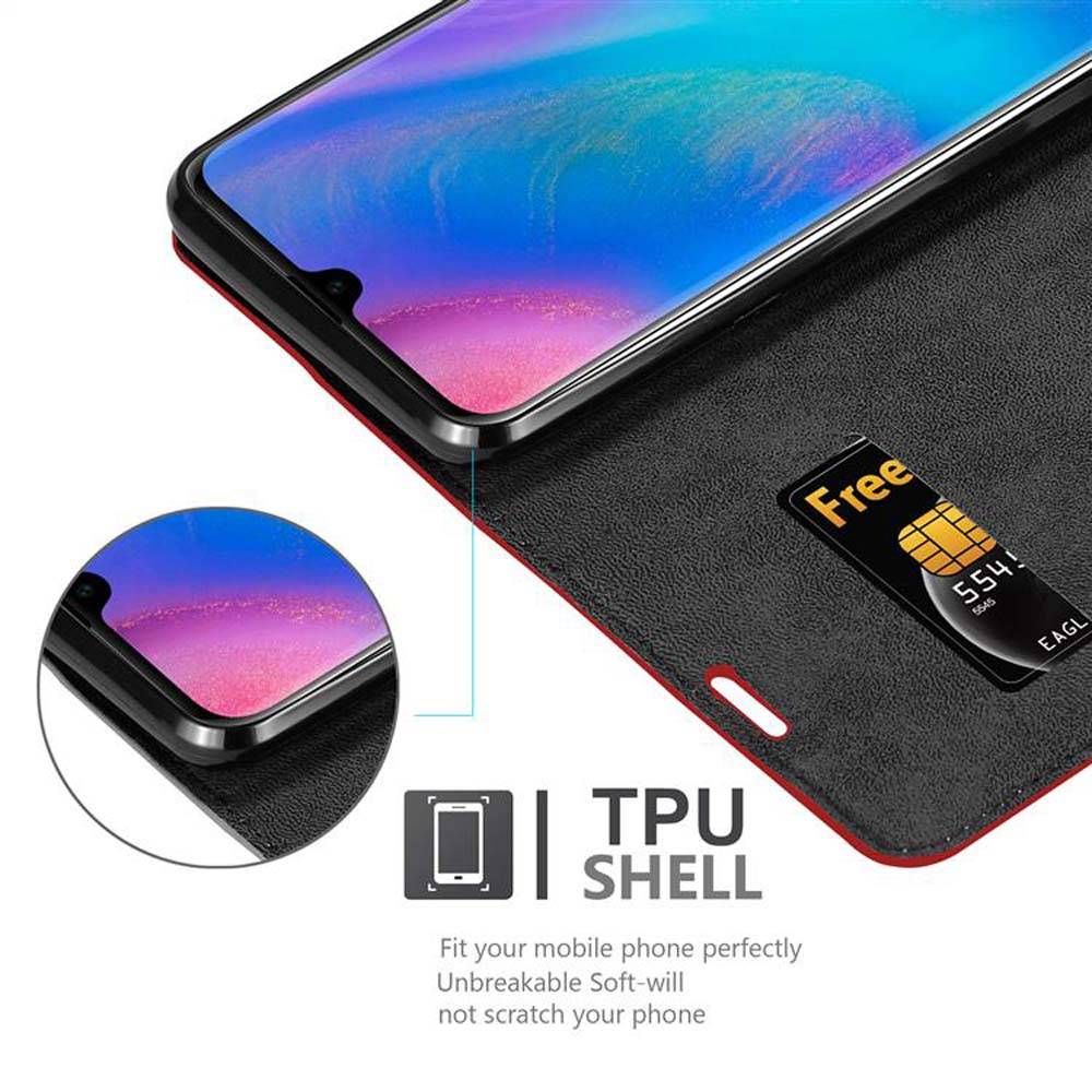 Cadorabo Hülle für Huawei P30 PRO Schutz Hülle in Rot Handyhülle Etui Case Cover Magnetverschluss