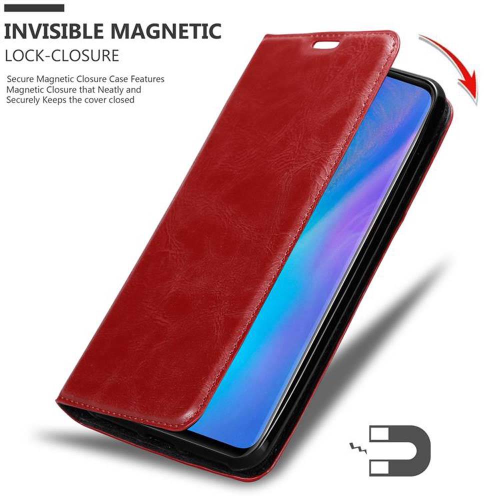 Cadorabo Hülle für Huawei P30 PRO Schutz Hülle in Rot Handyhülle Etui Case Cover Magnetverschluss