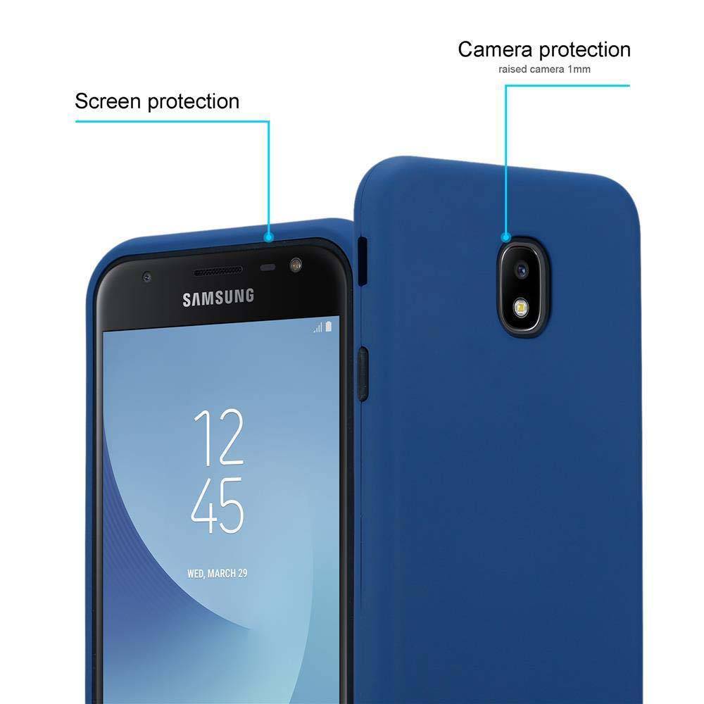Cadorabo Hülle für Samsung Galaxy J5 2017 Schutz Hülle in Blau Hybrid Handyhülle Etui TPU Silikon Cover