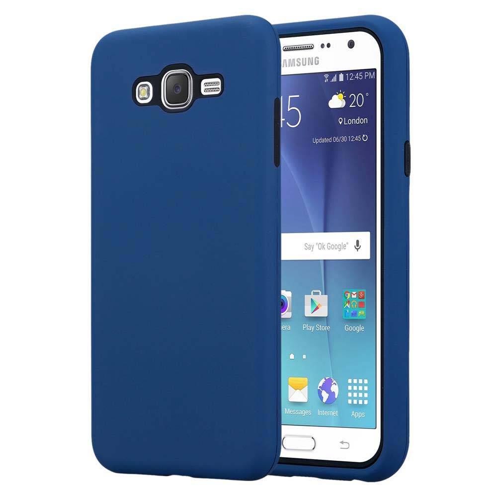 Cadorabo Hülle für Samsung Galaxy J7 2015 Schutz Hülle in Blau Hybrid Handyhülle Etui TPU Silikon Cover