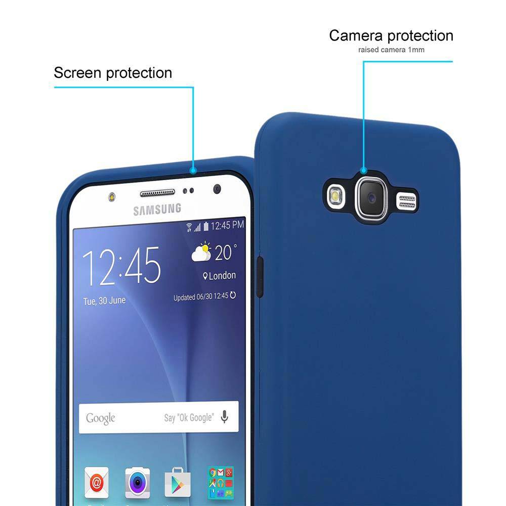 Cadorabo Hülle für Samsung Galaxy J7 2015 Schutz Hülle in Blau Hybrid Handyhülle Etui TPU Silikon Cover