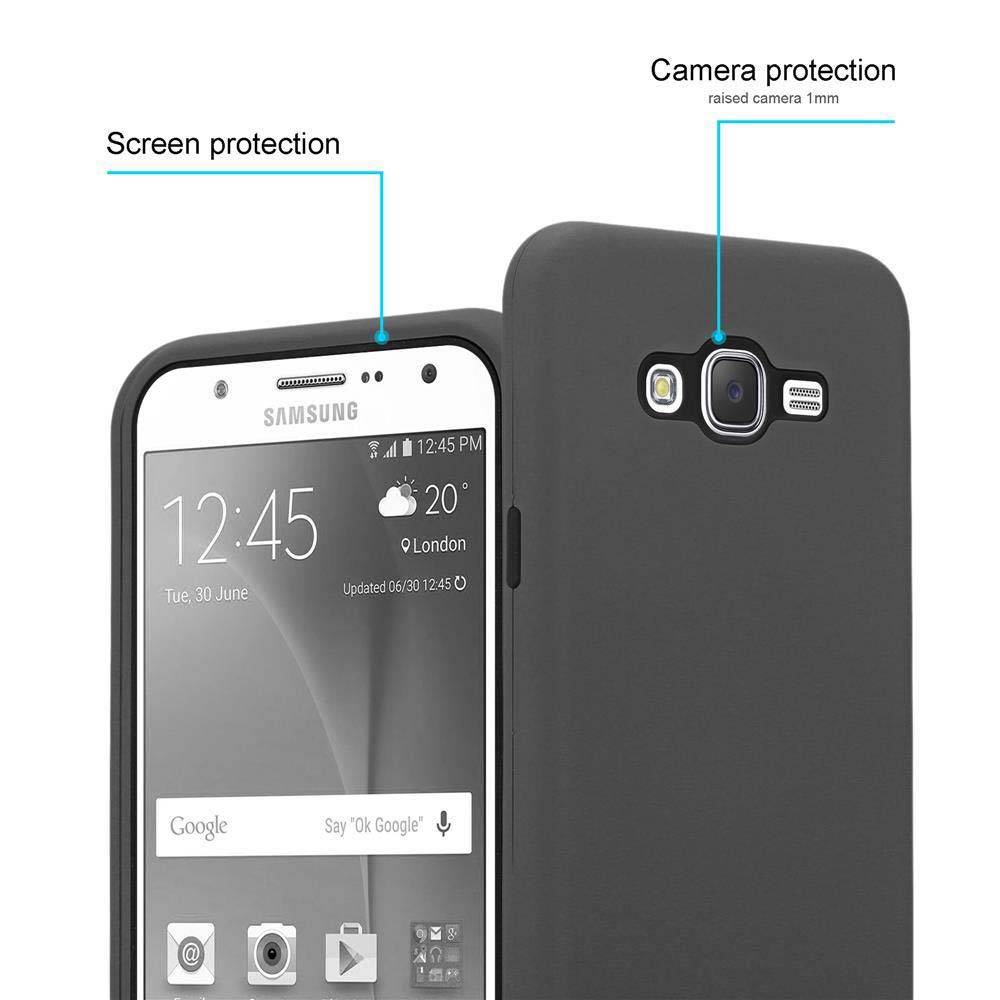 Cadorabo Hülle für Samsung Galaxy J7 2015 Schutz Hülle in Grau Hybrid Handyhülle Etui TPU Silikon Cover