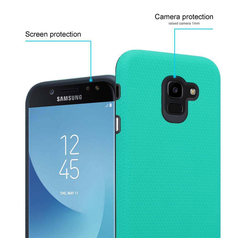 Cadorabo Schutzhülle für Samsung Galaxy J7 2017 Hülle in Türkis Outdoor Etui Hybrid Handyhülle extra Grip Anti Rutsch
