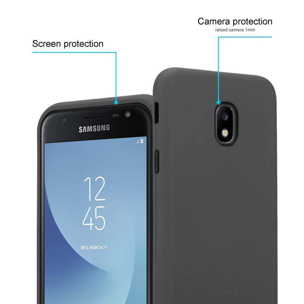 Cadorabo Hülle für Samsung Galaxy J7 2017 Schutz Hülle in Grau Hybrid Handyhülle Etui TPU Silikon Cover